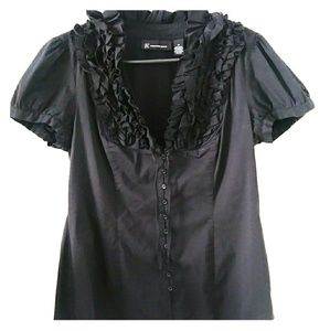 I.n.c. Black Ruffle Shirt